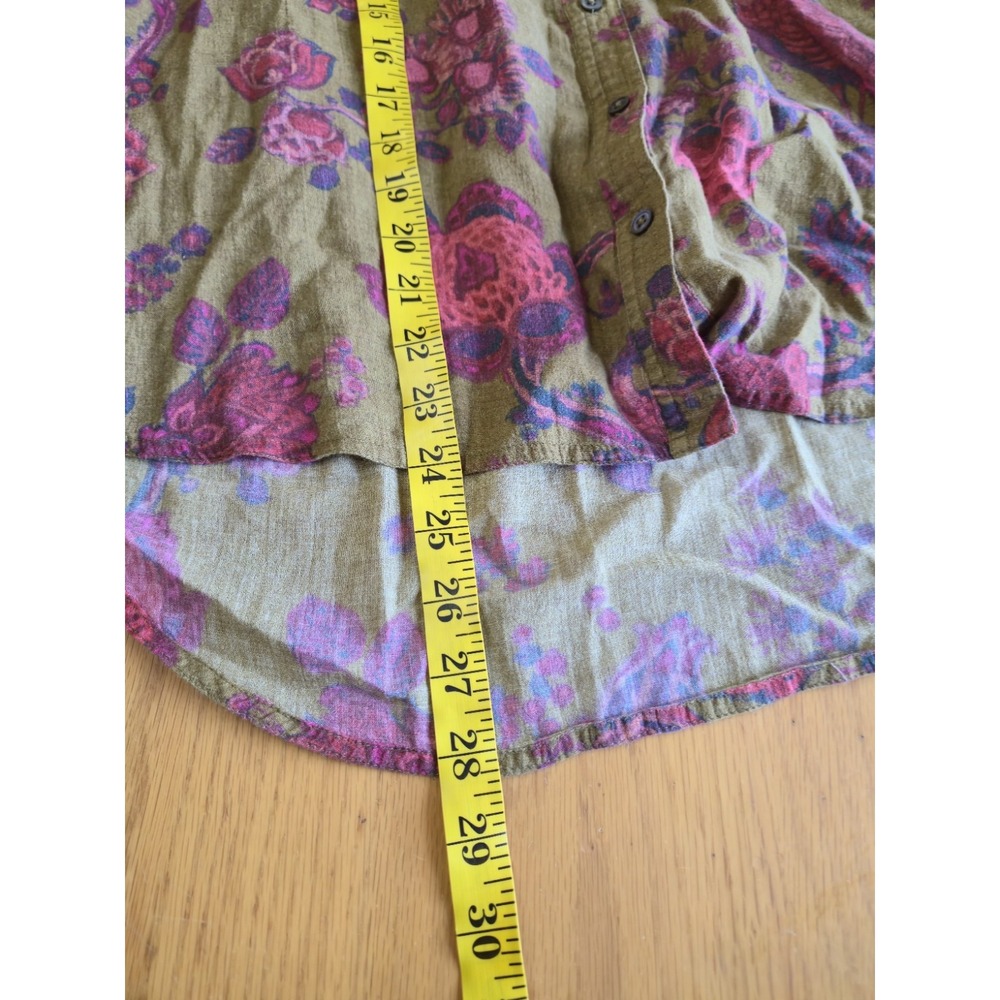 Sundance Floral Button-Up Collared Blouse Long Sleeve S Boho Earthy Cottagecore - Picture 6 of 8